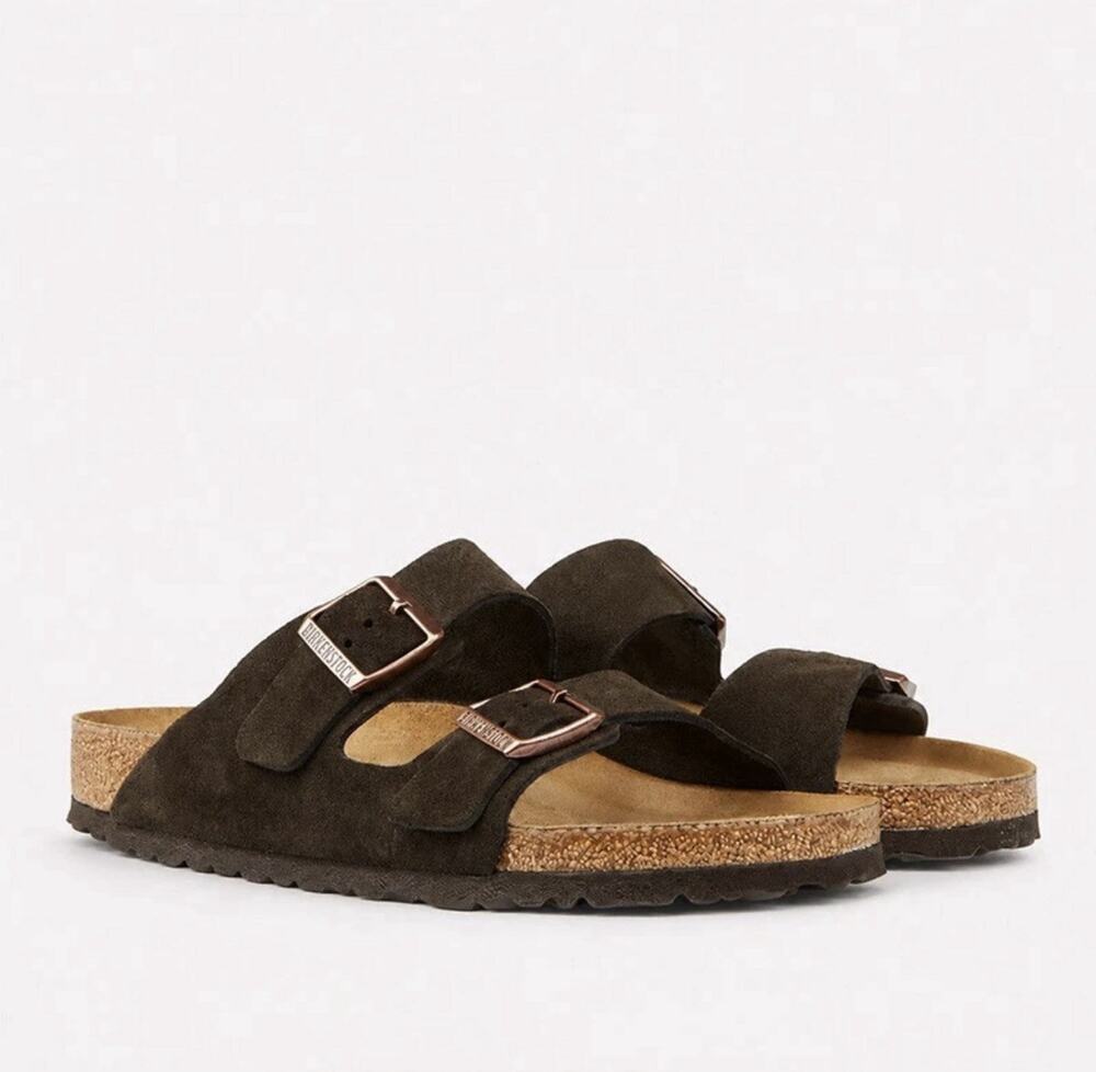 Birkenstock Arizona Mocha Suede Soft Footbed Sandals Unisex EU 46